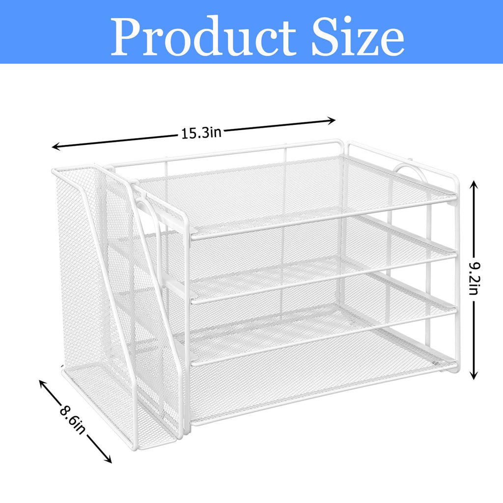 Paper Organizer With Magazine Holder | (Black, 4-Tier)