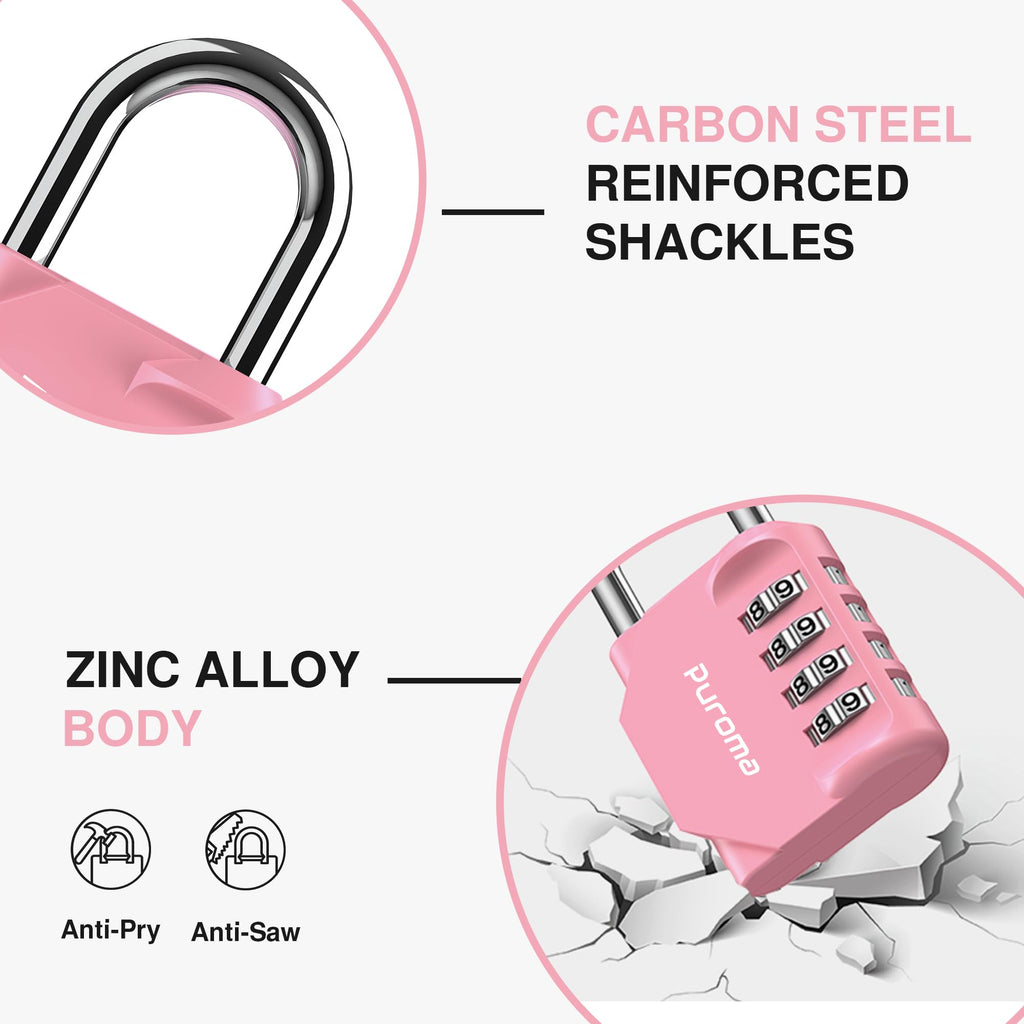 Puroma | 1 Combination Lock | 4 Digit Padlock | 2, 3, 4, & 10 Combo Packs
