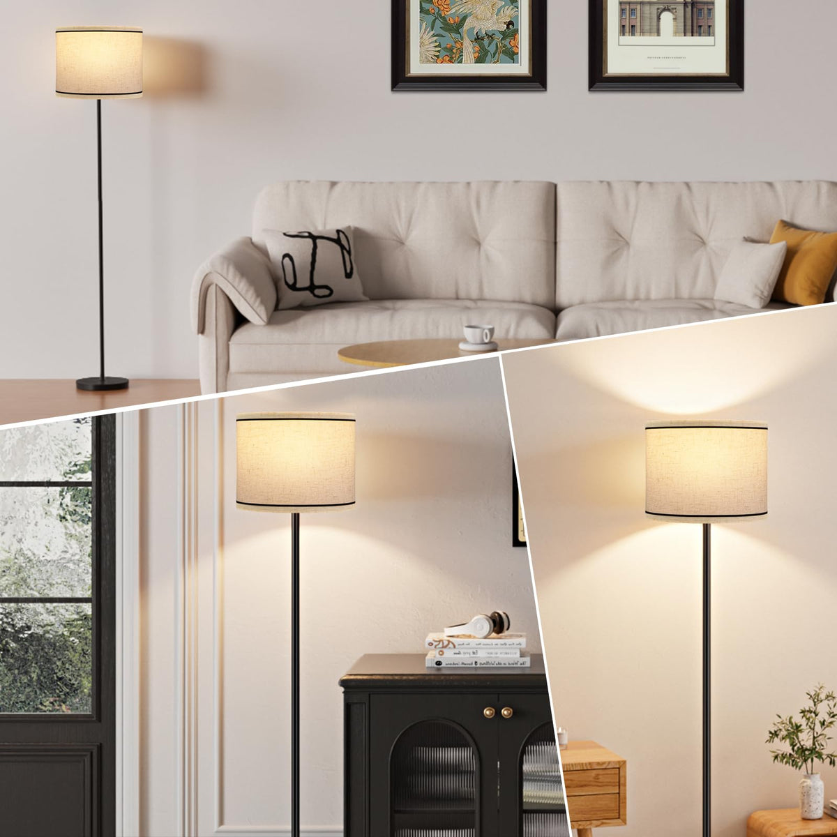 Modern Floor Lamp Simple Design with White Shade & Foot Pedal Switch