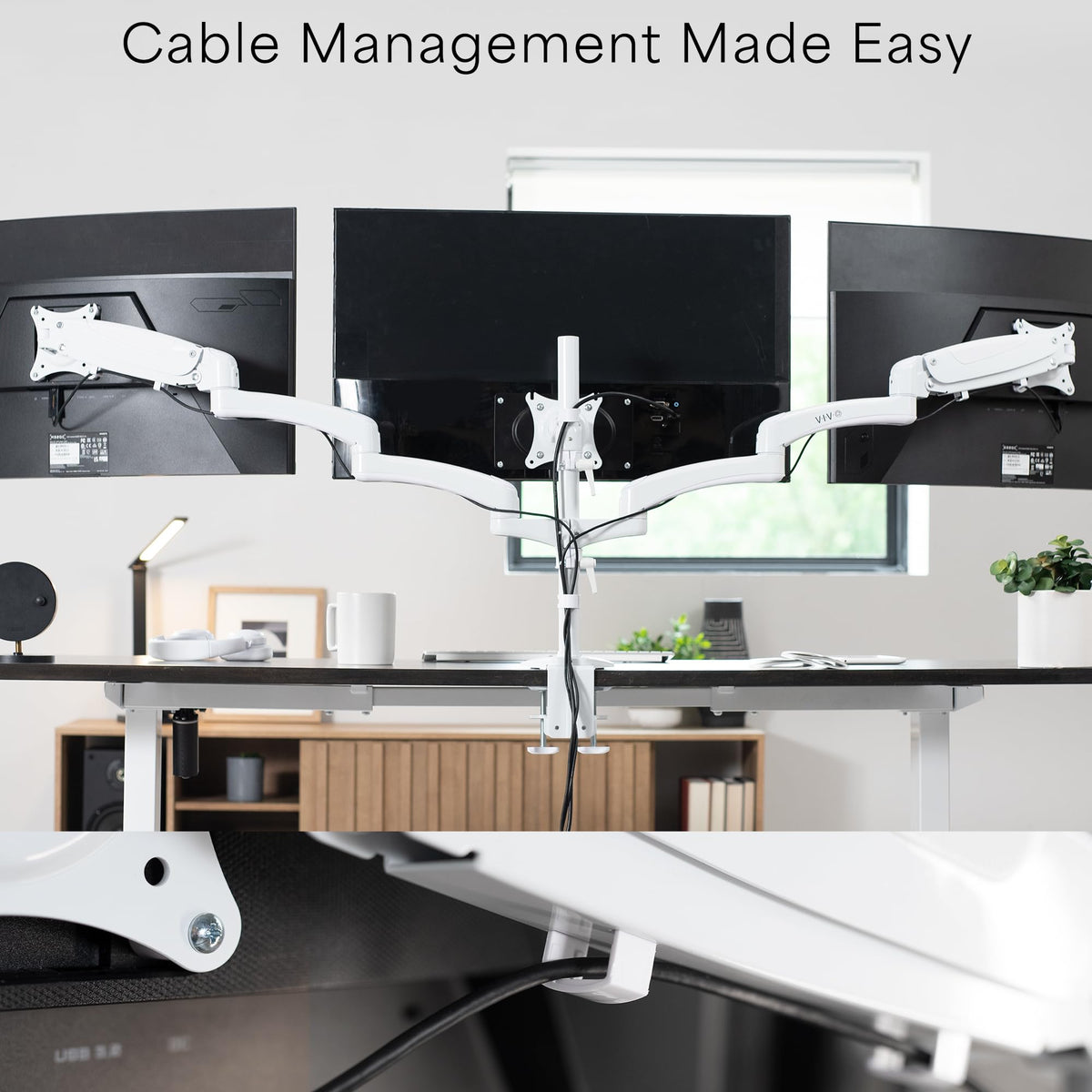 Triple Pneumatic Monitor Mount for 3 Screens up to 32 inches,