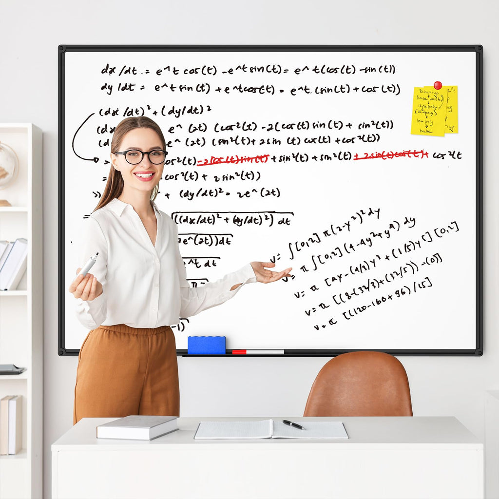 Magnetic Dry Erase Whiteboard, 46 x 33 Inch / 1 Magnetic Eraser, 2 Pens, Marker Tray, 6 Magnets