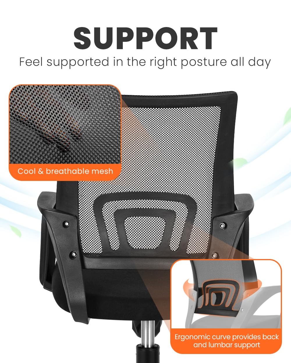 Office Computer Chair Ergonomic Mid-Back Mesh Desk