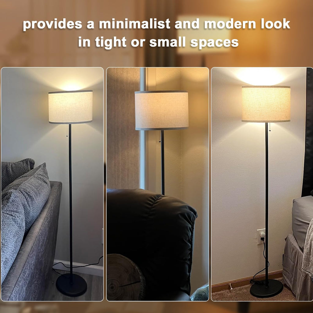 Modern Floor Lamp Simple Design with White Shade & Foot Pedal Switch