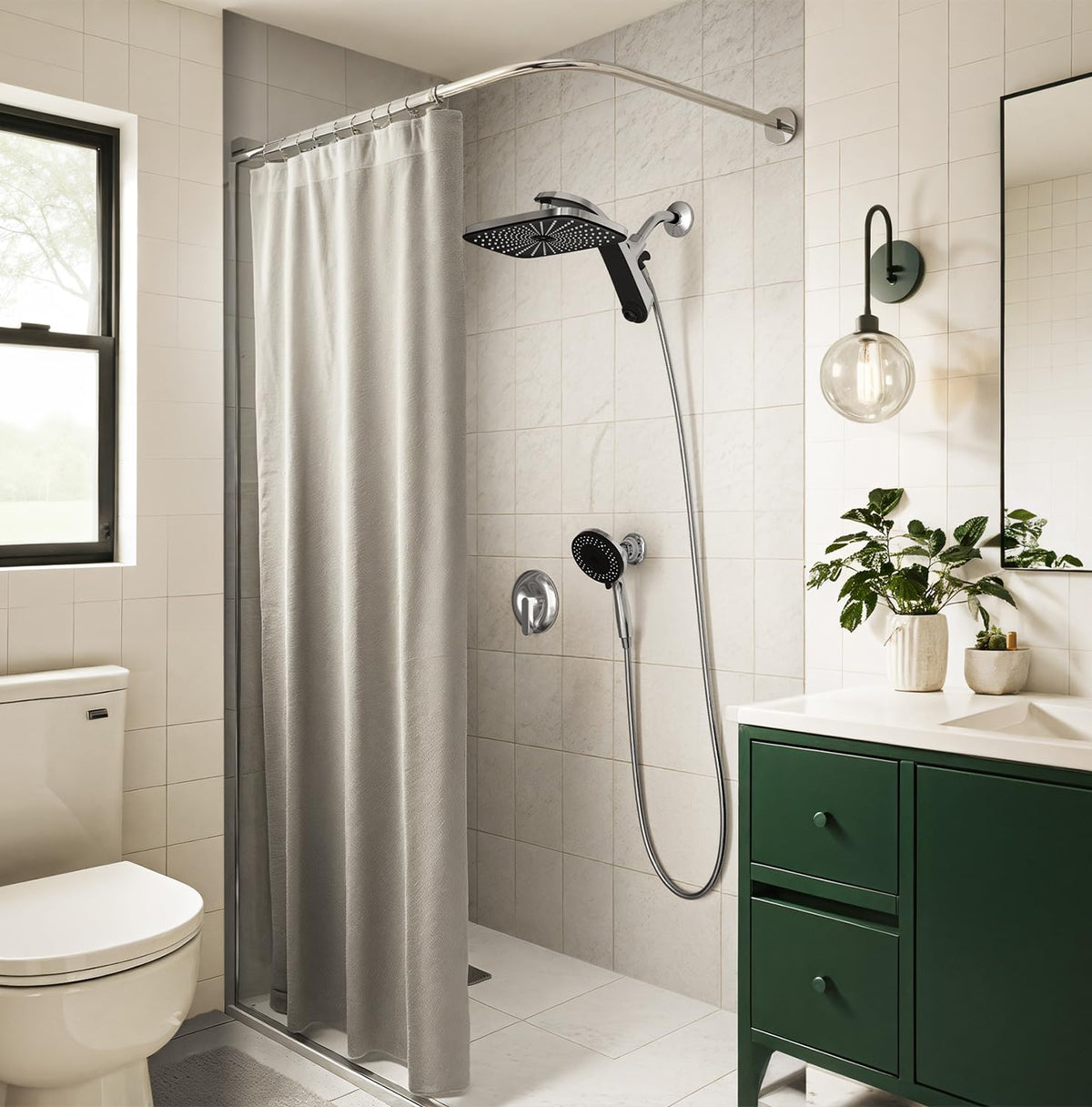 Shower Head with Rainfall Patter | Handheld Showerhead | Black | 1.8GPM