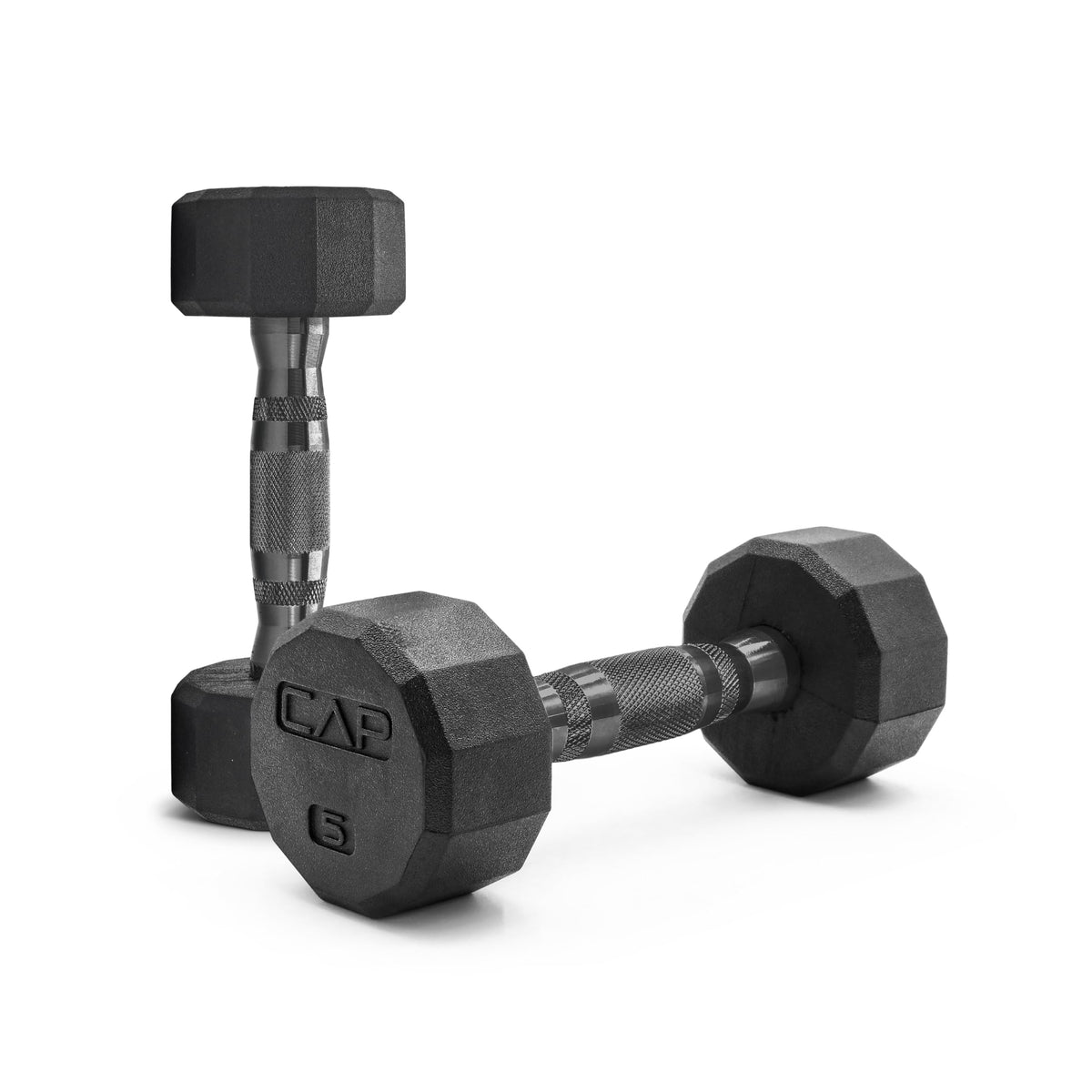 CAP Rubber Coated Dumbbell Weights for Strength Training, Anti-Roll Hex