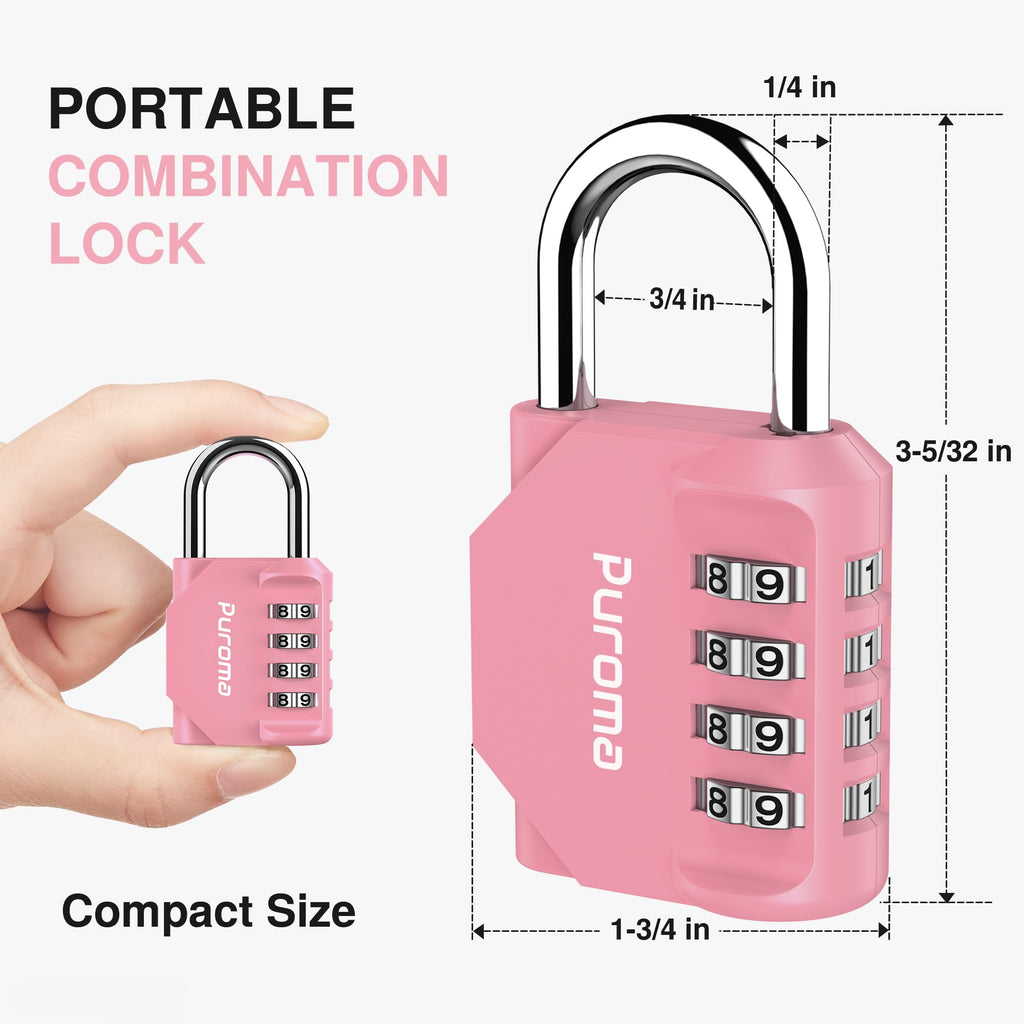 Puroma | 1 Combination Lock | 4 Digit Padlock | 2, 3, 4, & 10 Combo Packs