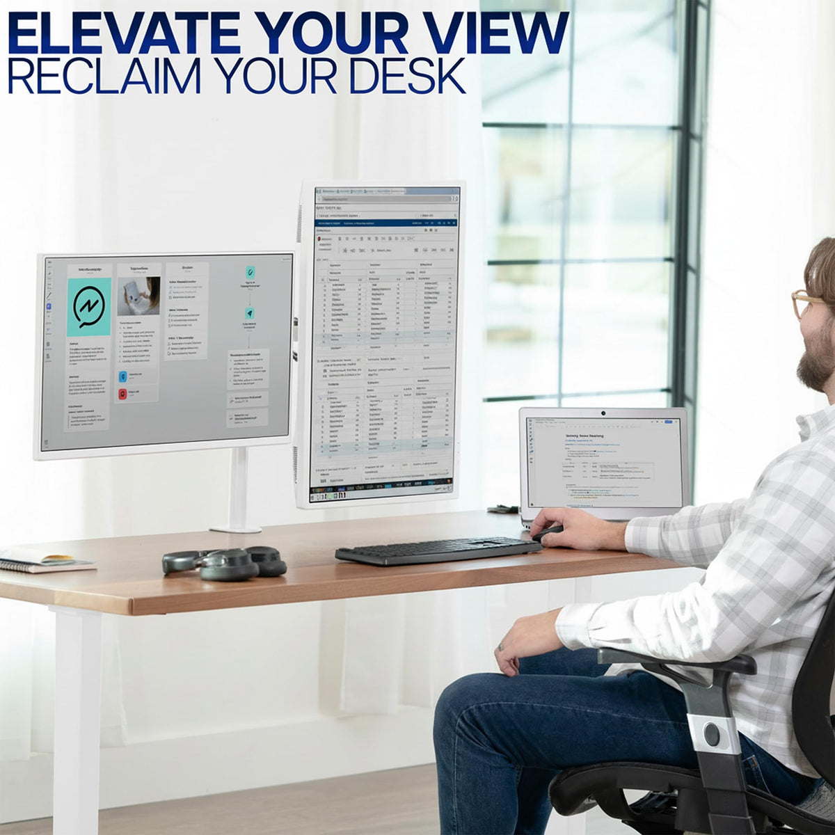 Dual Monitor Desk Mount, Holds 2 Computer Screens up to 30 inches