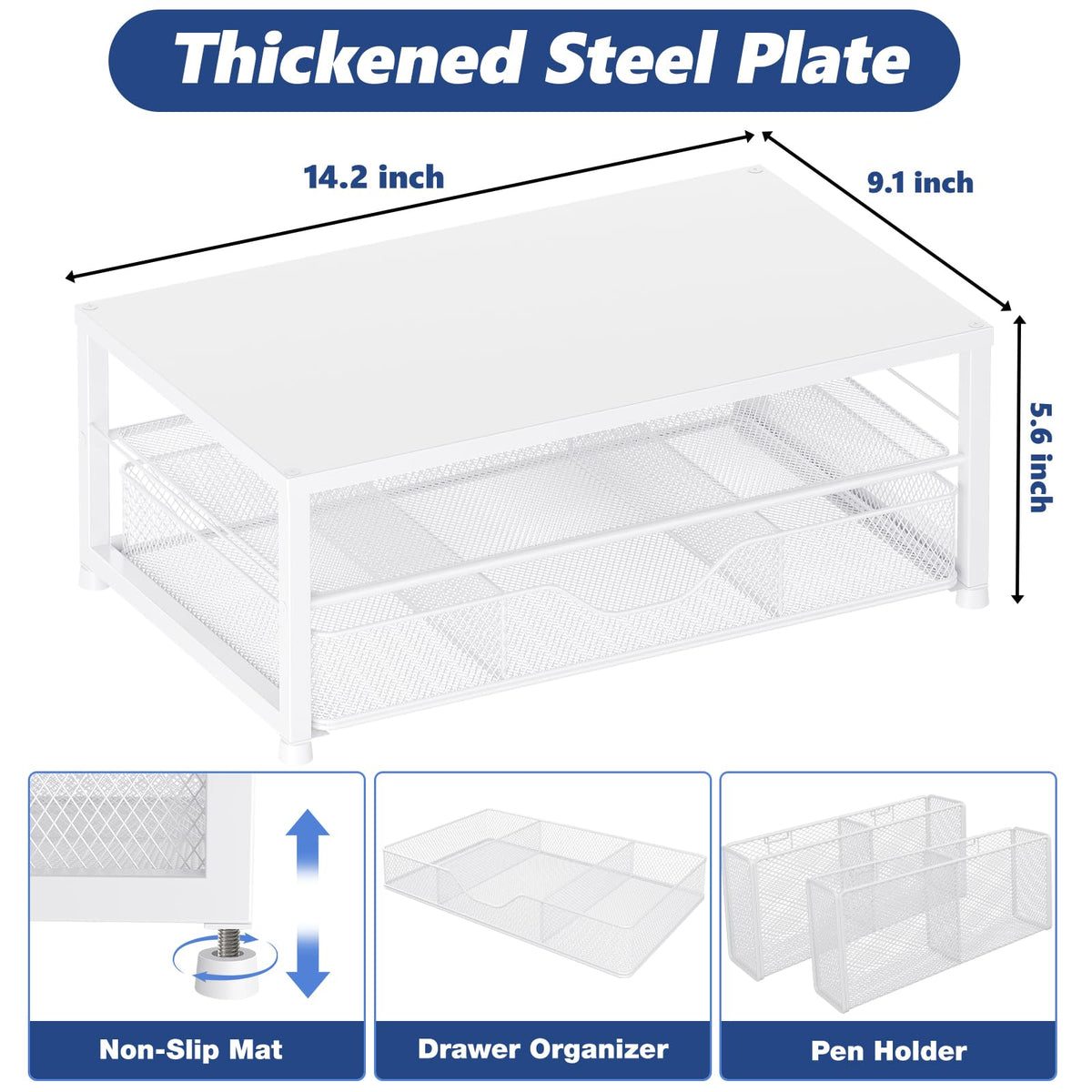 Desk Organizer and Accessories, 2-Tier Computer Monitor Stand Black