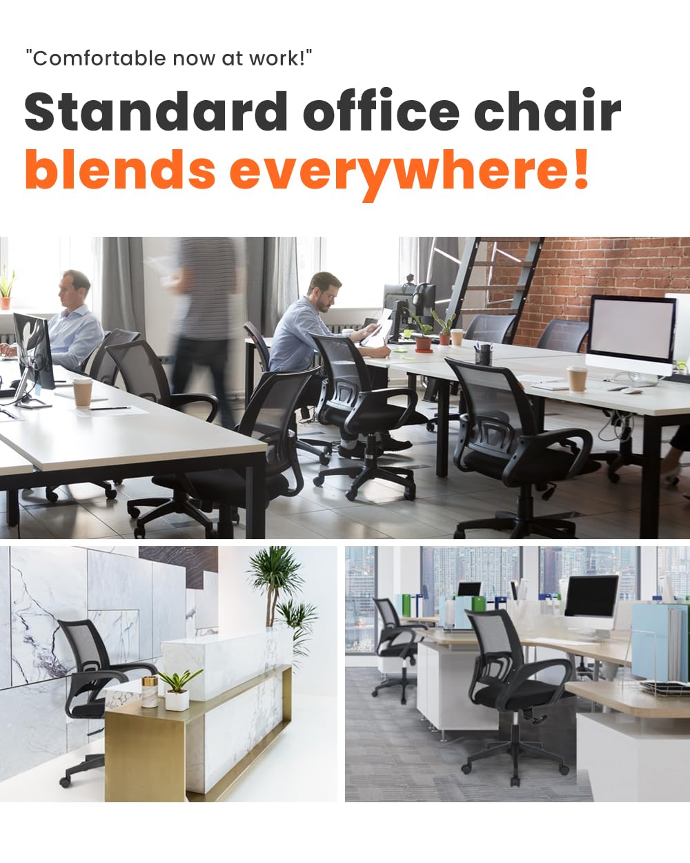 Office Computer Chair Ergonomic Mid-Back Mesh Desk
