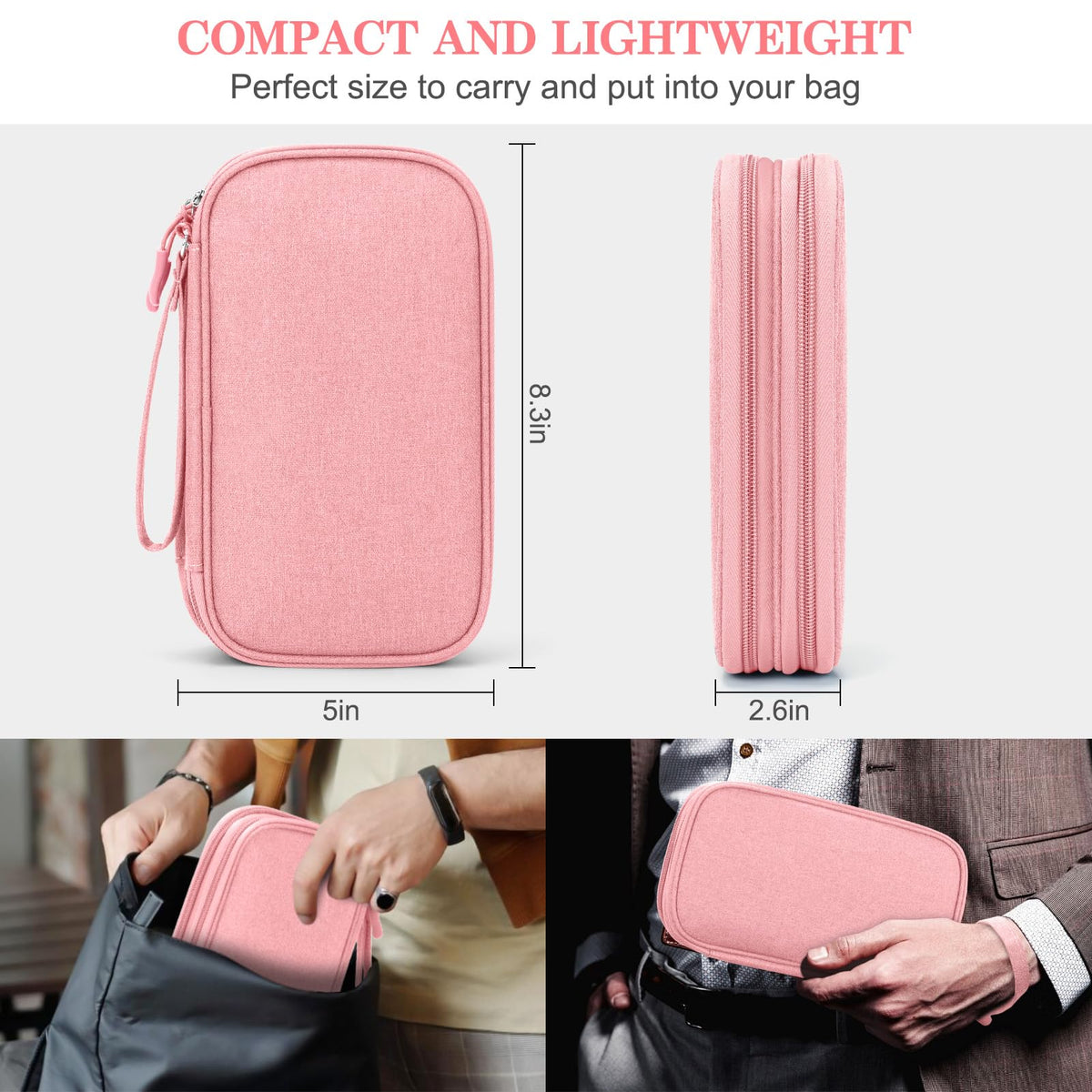 Electronic Organizer, Travel Tech Pouch Bag, Extra Large, Black | Water Resistant