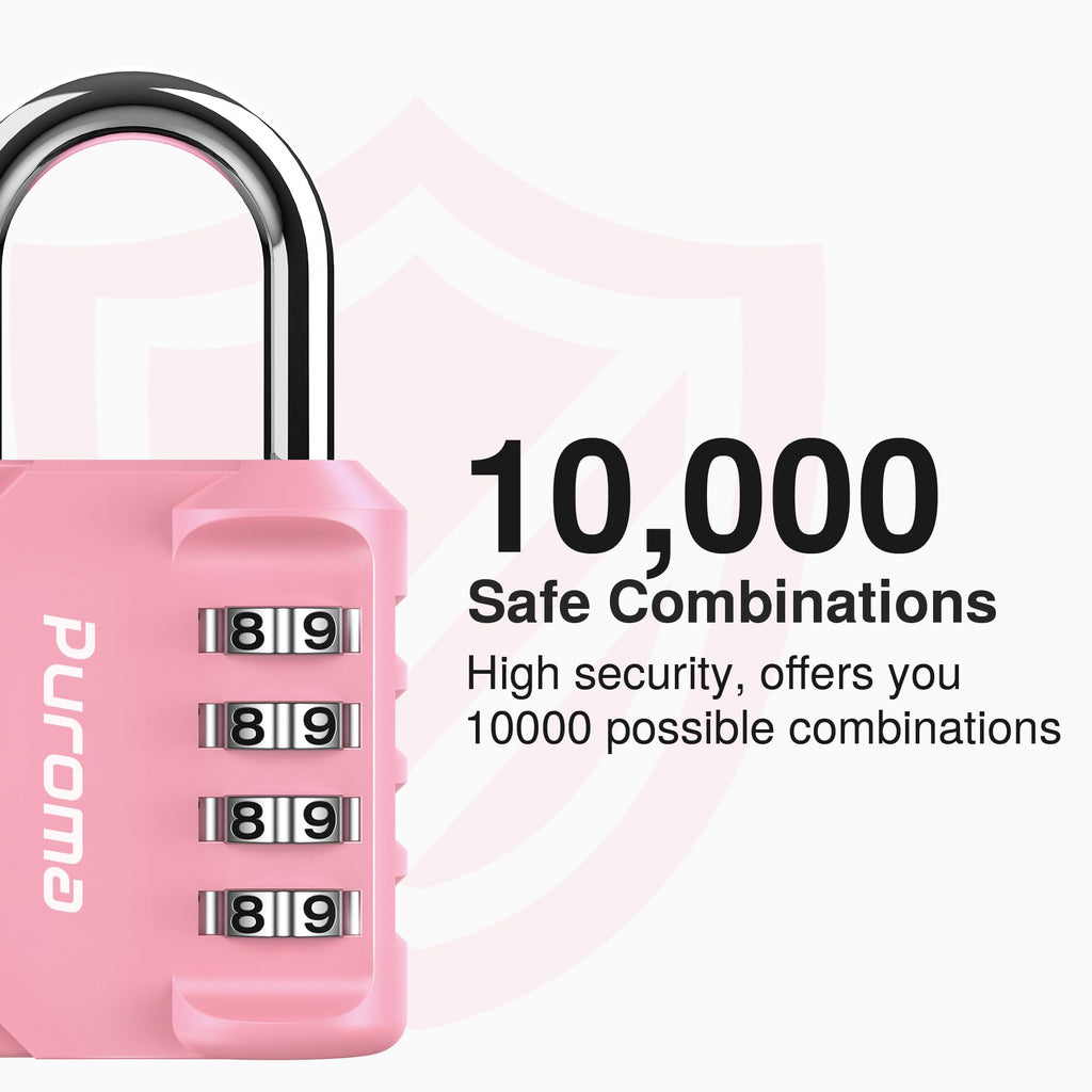 Puroma | 1 Combination Lock | 4 Digit Padlock | 2, 3, 4, & 10 Combo Packs
