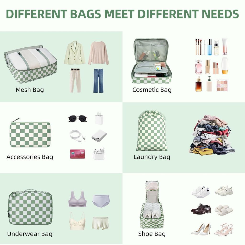8 Set Packing Cubes Luggage Packing Organizers