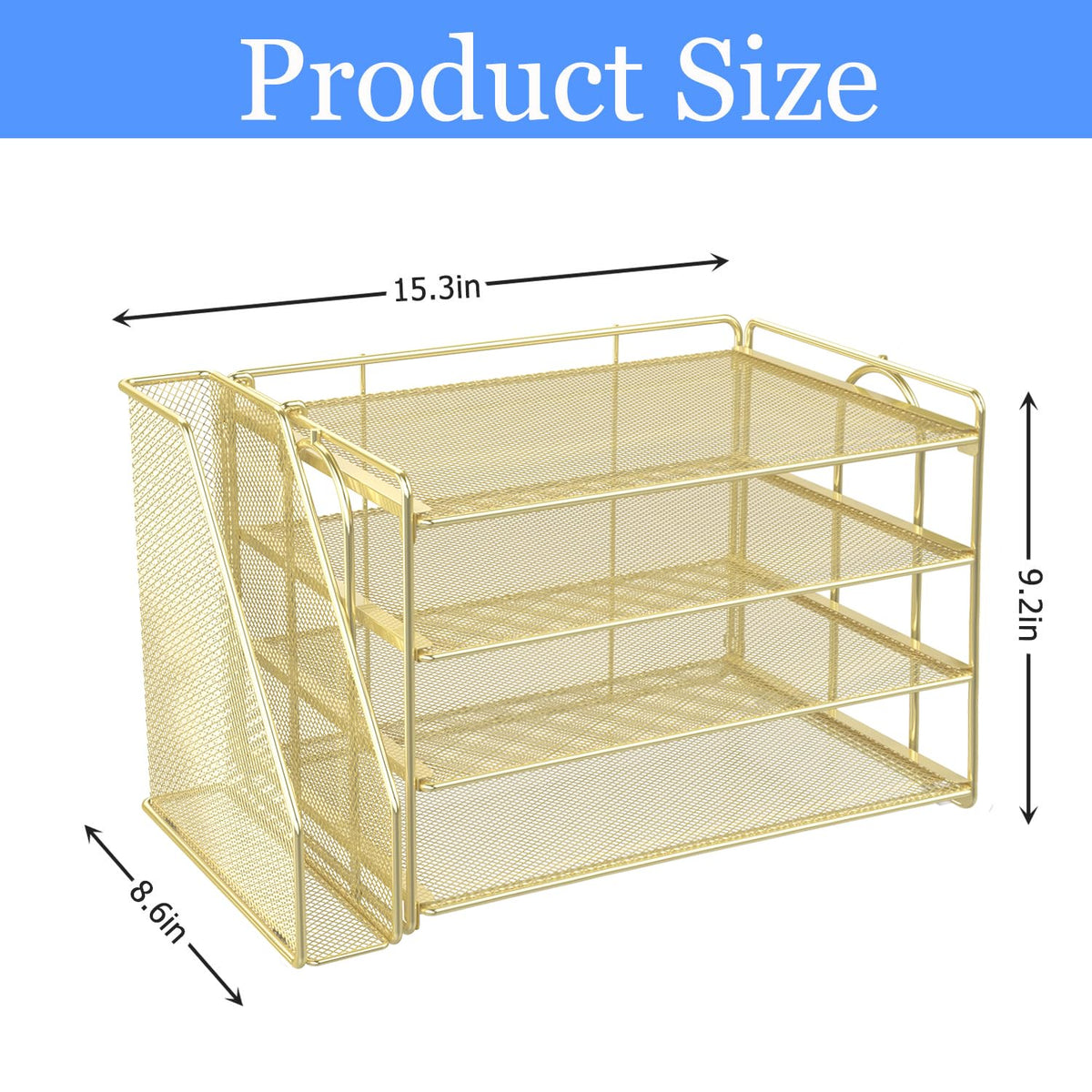 Paper Organizer With Magazine Holder | (Black, 4-Tier)
