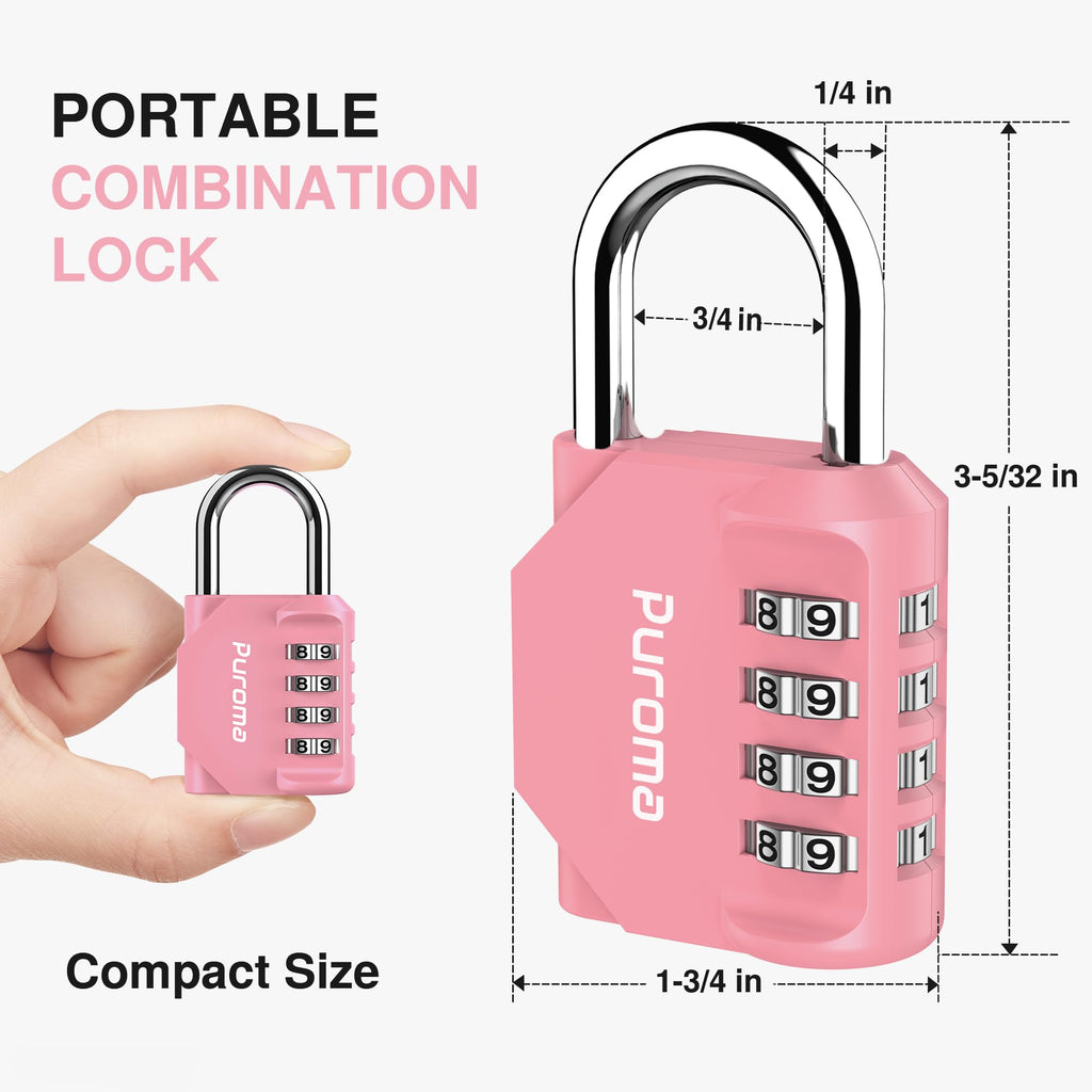 Puroma | 1 Combination Lock | 4 Digit Padlock | 2, 3, 4, & 10 Combo Packs
