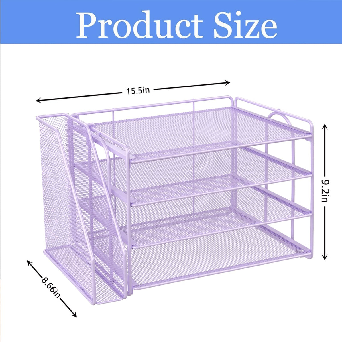 Paper Organizer With Magazine Holder | (Black, 4-Tier)