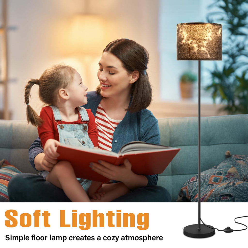 Modern Floor Lamp Simple Design with White Shade & Foot Pedal Switch