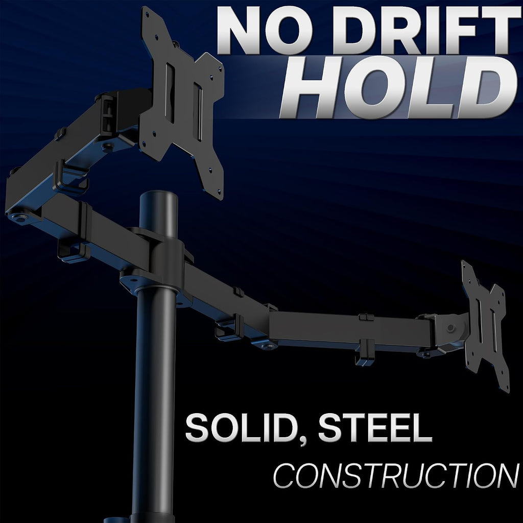 Dual Monitor Desk Mount, Holds 2 Computer Screens up to 30 inches