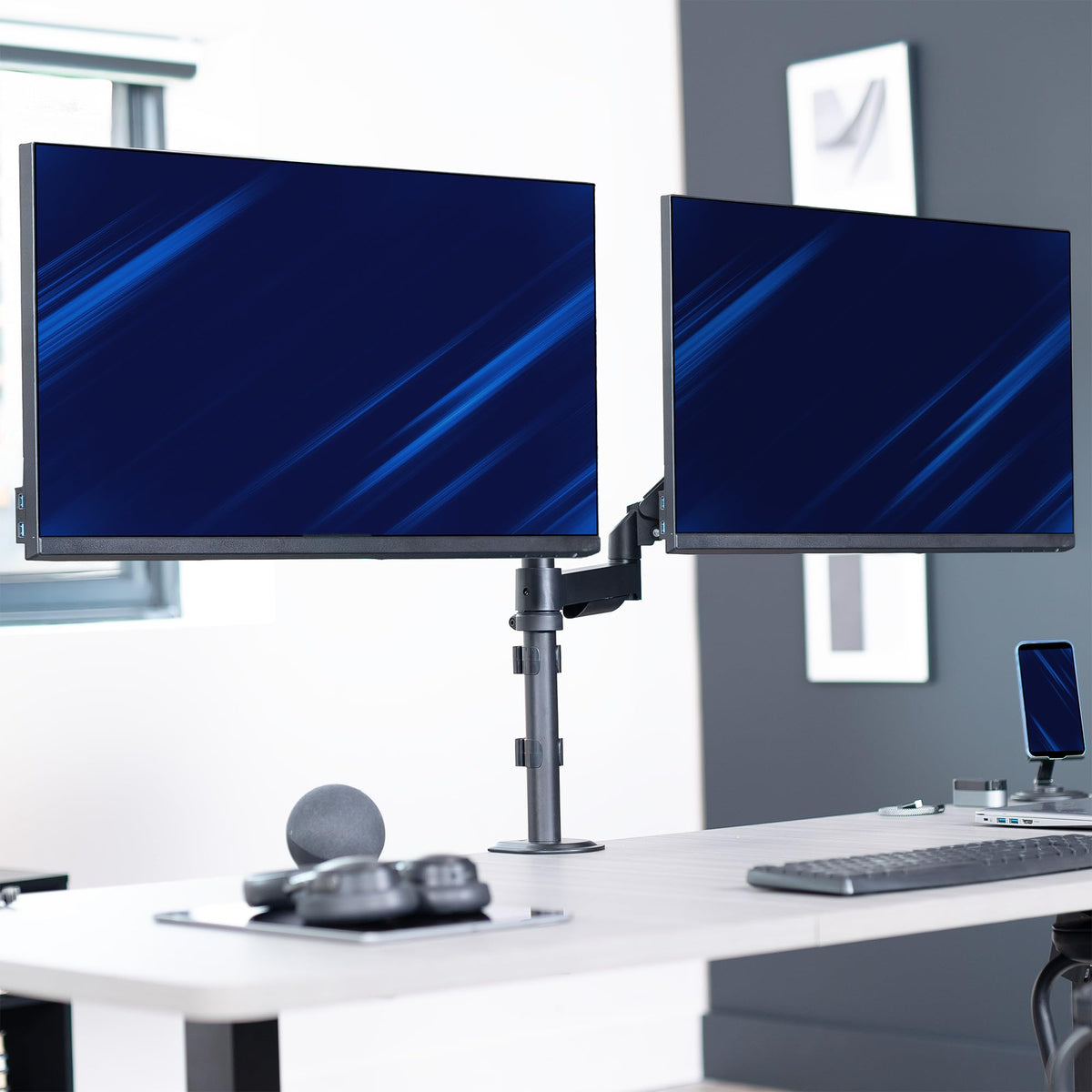 Triple Pneumatic Monitor Mount for 3 Screens up to 32 inches,