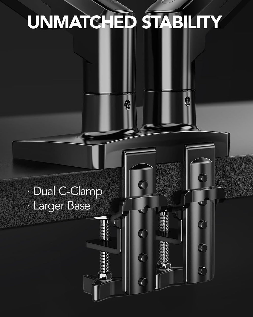 FlowLift™ Dual Monitor Stand, Fully Adjustable Gaming Desk Mount 13–32″ Screens,Each Arm Holds up to 19.8 lbs