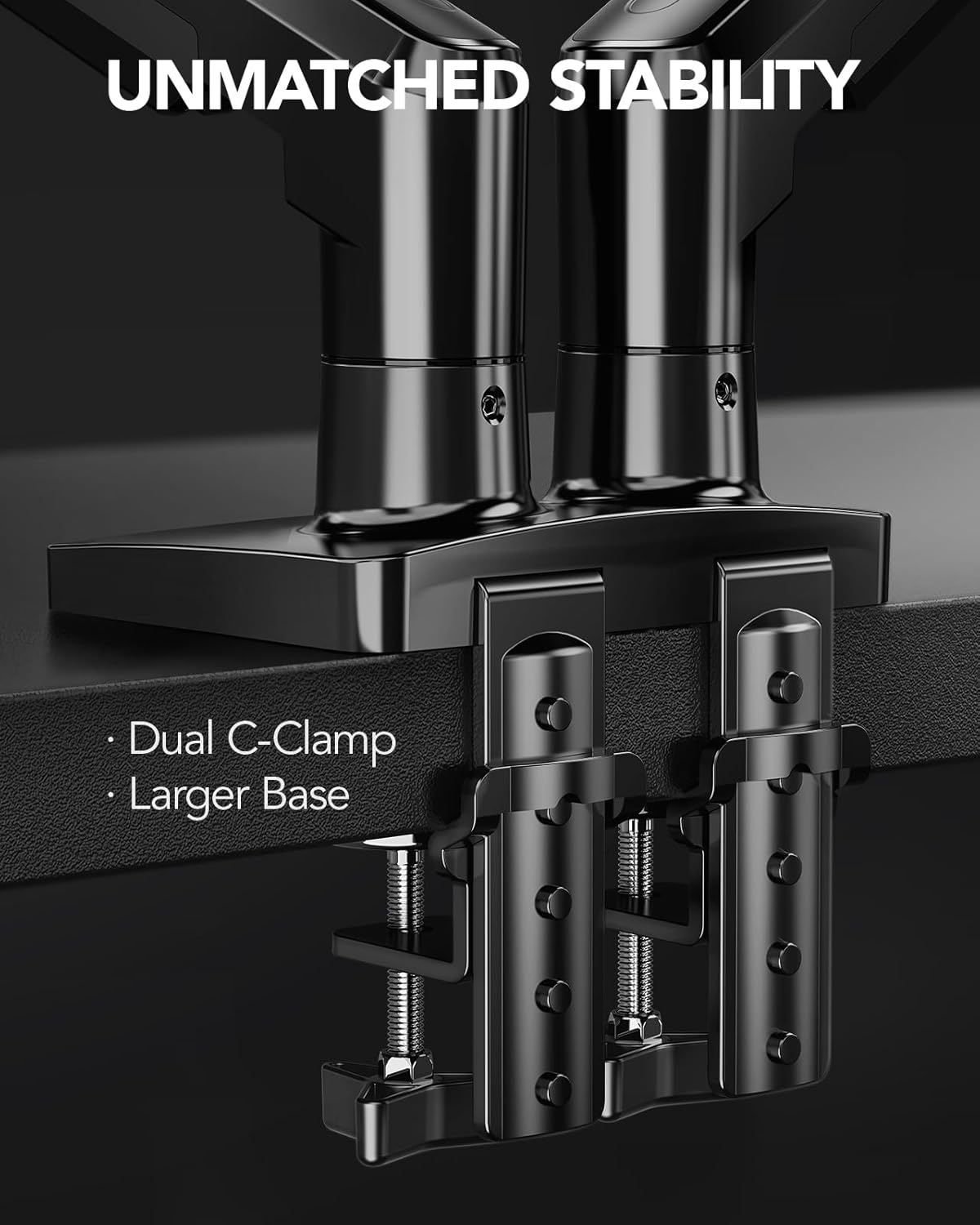 FlowLift™ Dual Monitor Stand, Fully Adjustable Gaming Desk Mount 13–32″ Screens,Each Arm Holds up to 19.8 lbs