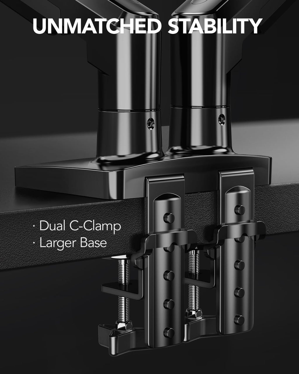 FlowLift™ Dual Monitor Stand, Fully Adjustable Gaming Desk Mount 13–32″ Screens,Each Arm Holds up to 19.8 lbs