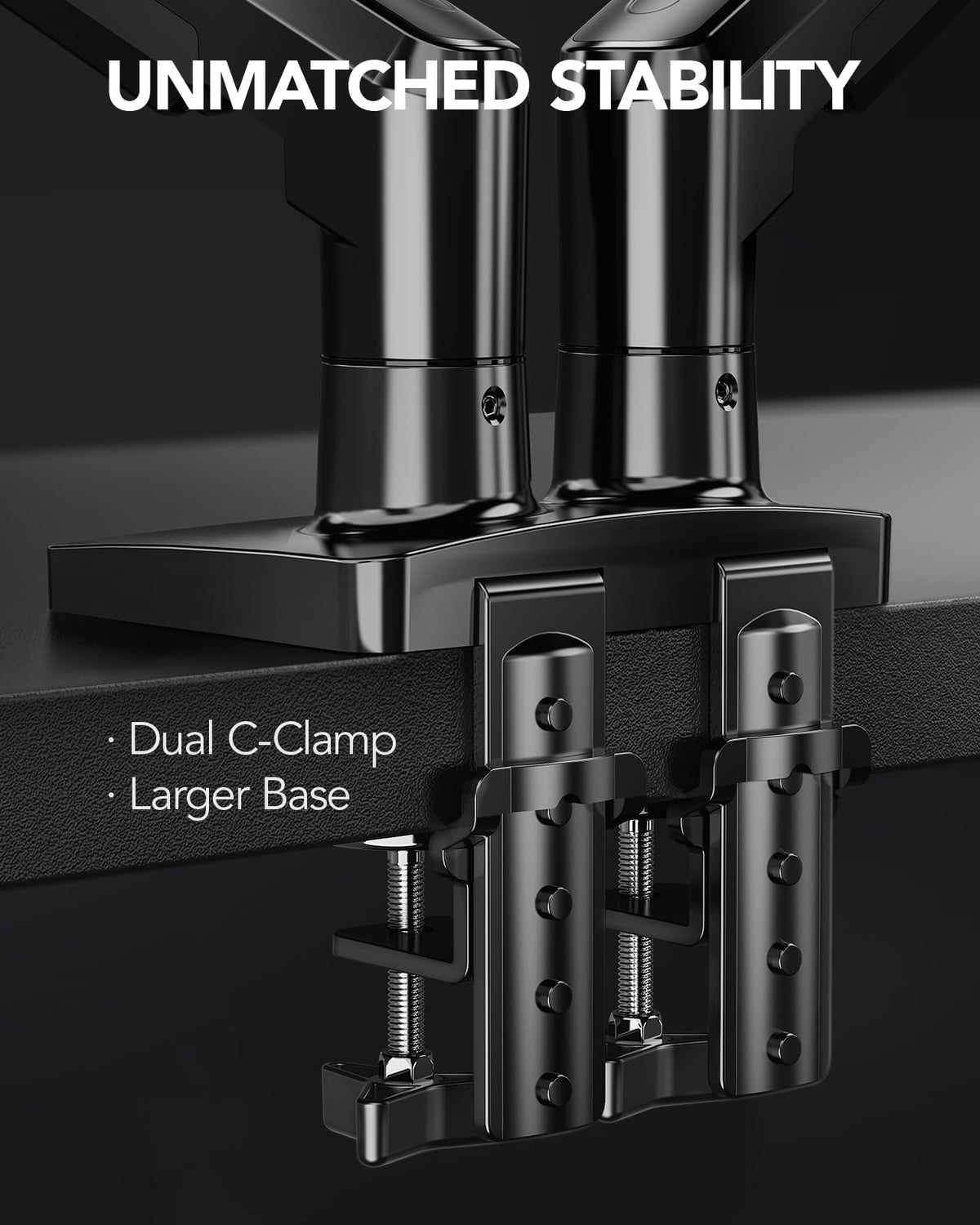 FlowLift™ Dual Monitor Stand, Fully Adjustable Gaming Desk Mount 13–32″ Screens,Each Arm Holds up to 19.8 lbs