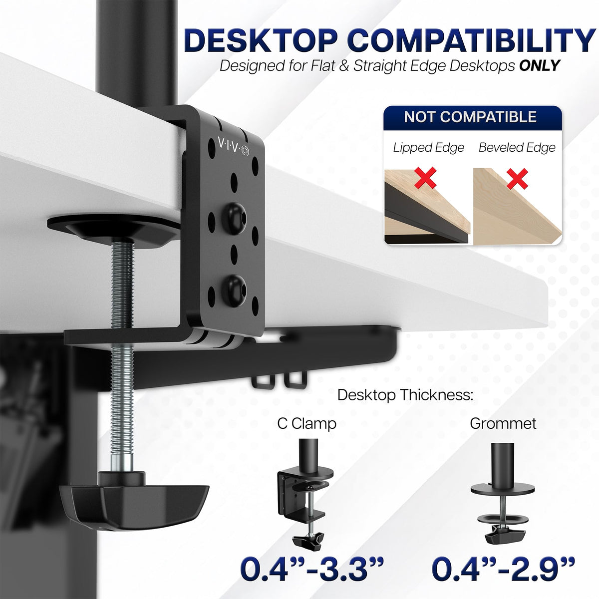 Dual Monitor Desk Mount, Holds 2 Computer Screens up to 30 inches