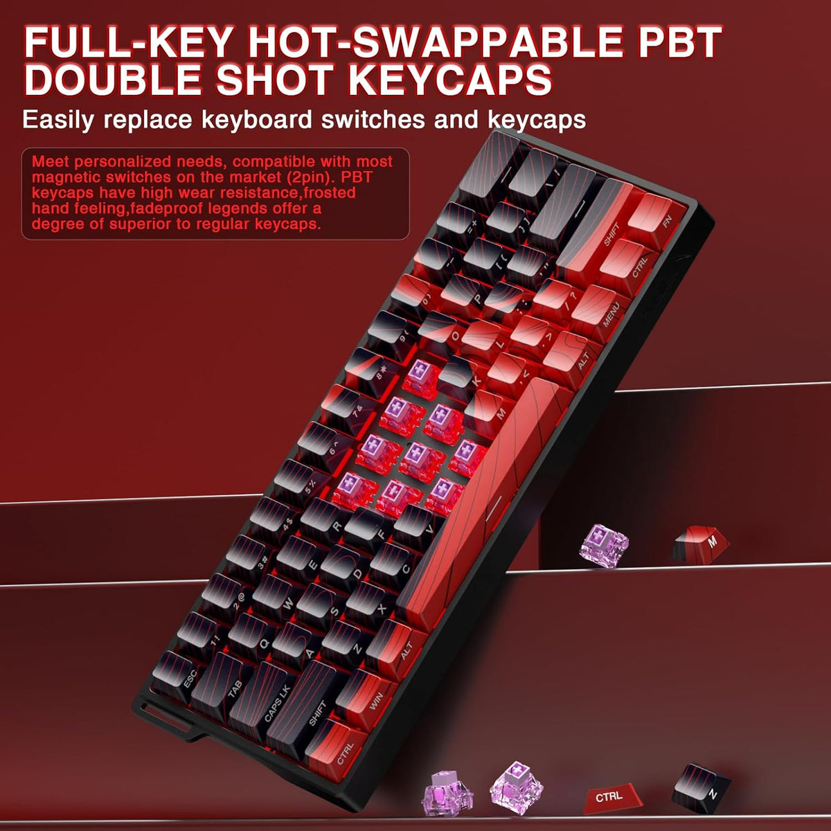 Mechanical Gaming Keyboard Wired, Magnetic Switches Hot Swappable