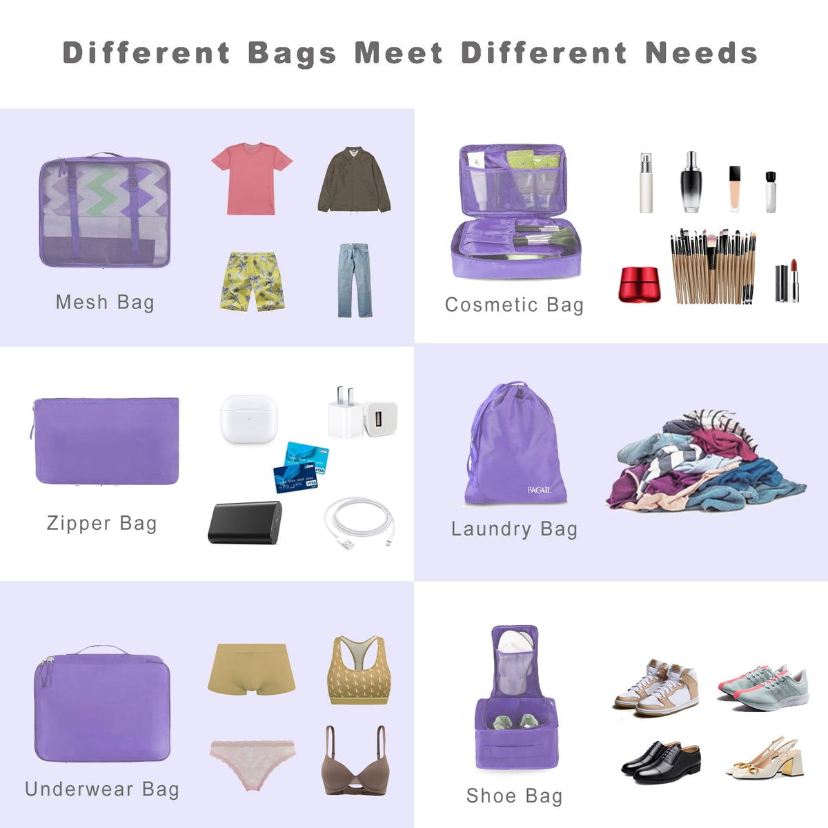 8 Set Packing Cubes Luggage Packing Organizers