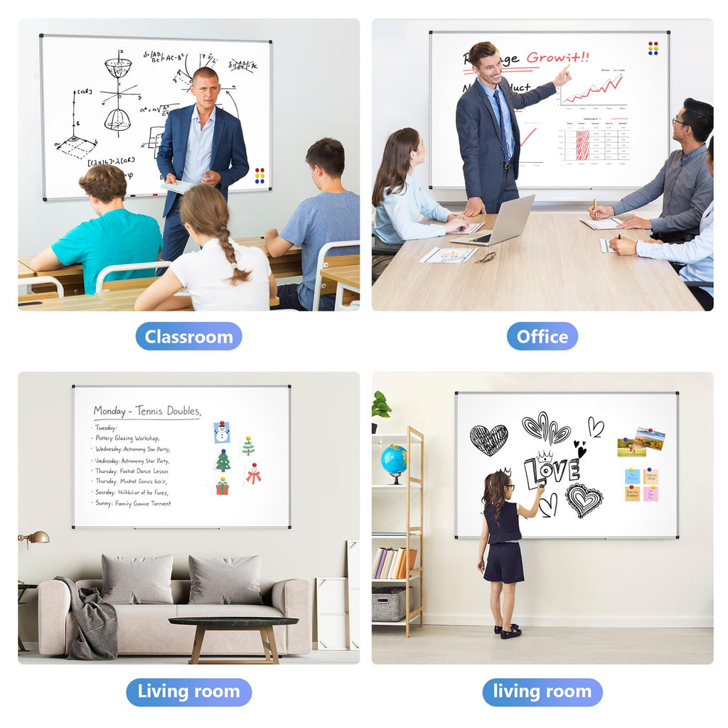 Magnetic Dry Erase Whiteboard, 46 x 33 Inch / 1 Magnetic Eraser, 2 Pens, Marker Tray, 6 Magnets