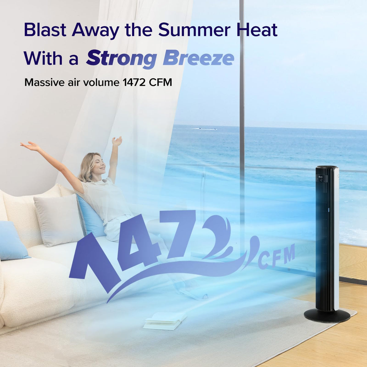 Levoit Tower Fan for Bedroom, Standing Fan with 36”-47” Adjustable Height