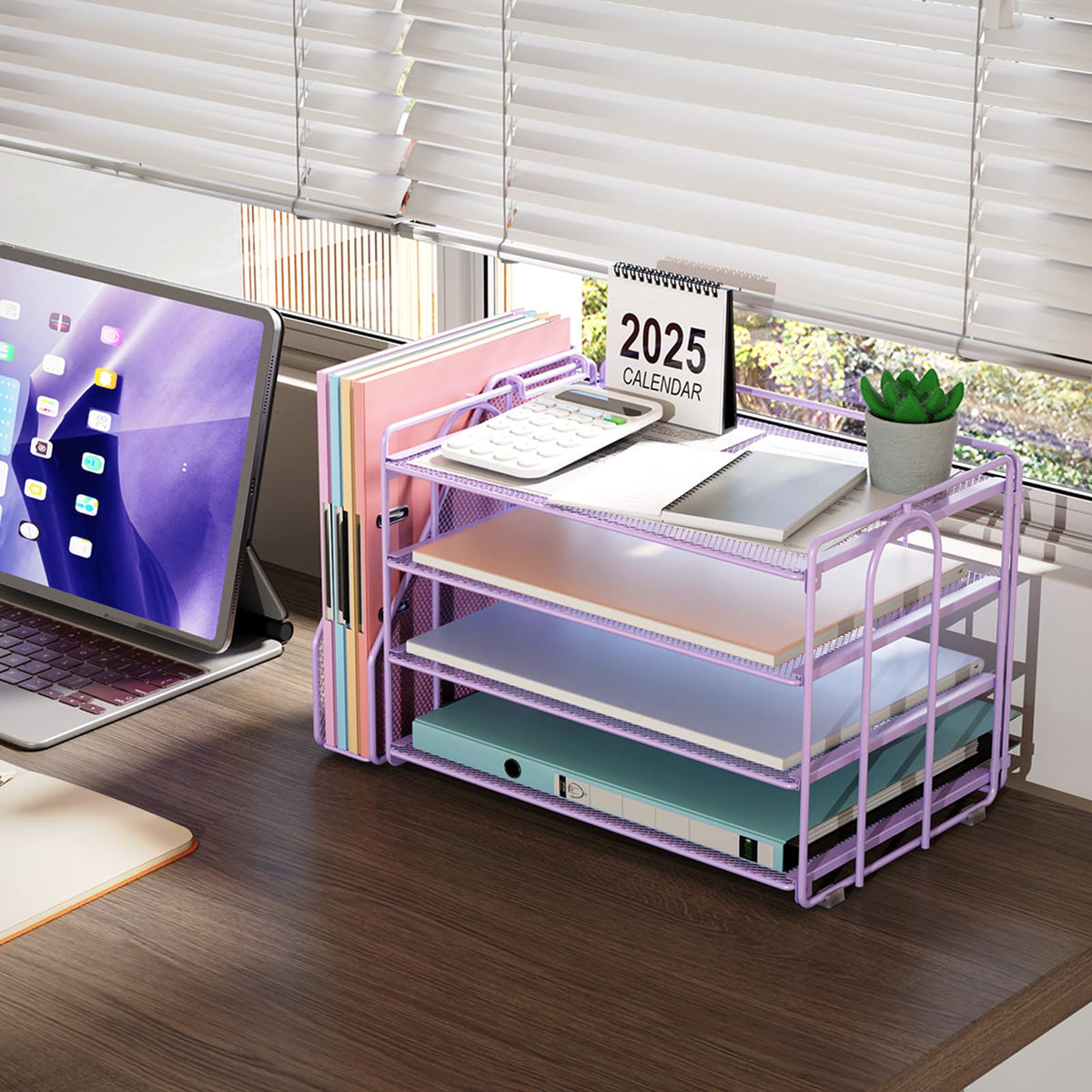 Paper Organizer With Magazine Holder | (Black, 4-Tier)