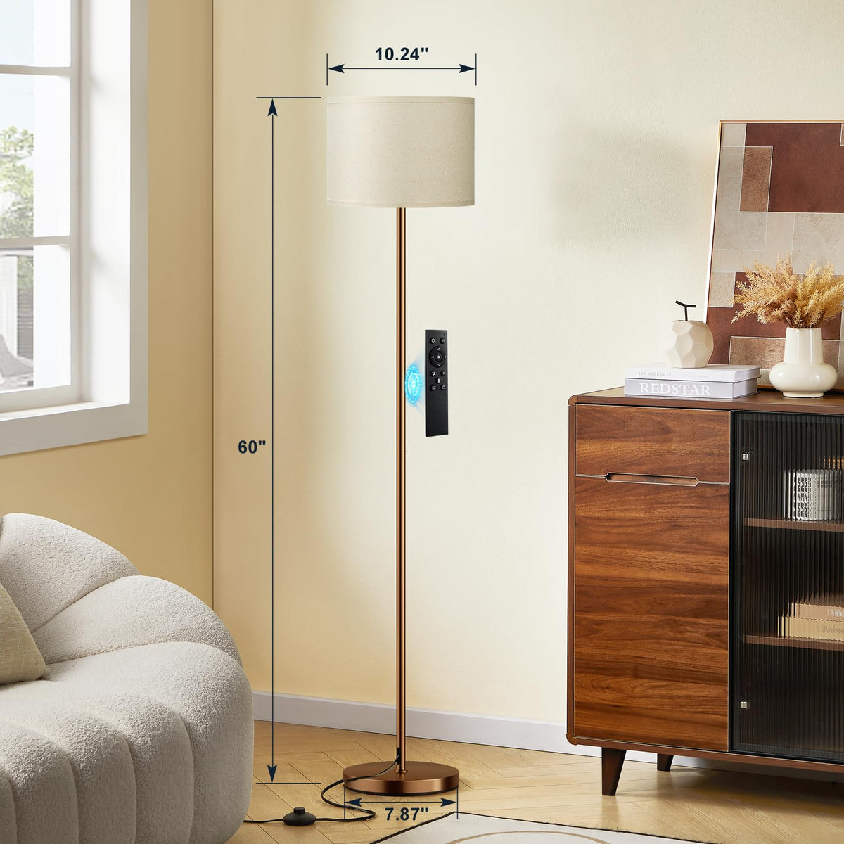 Modern Floor Lamp Simple Design with White Shade & Foot Pedal Switch