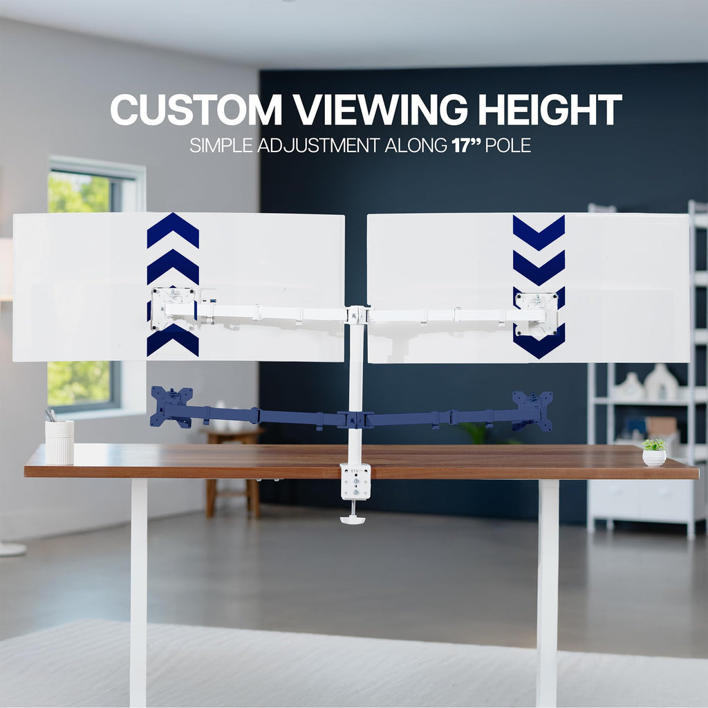 Dual Monitor Desk Mount, Holds 2 Computer Screens up to 30 inches
