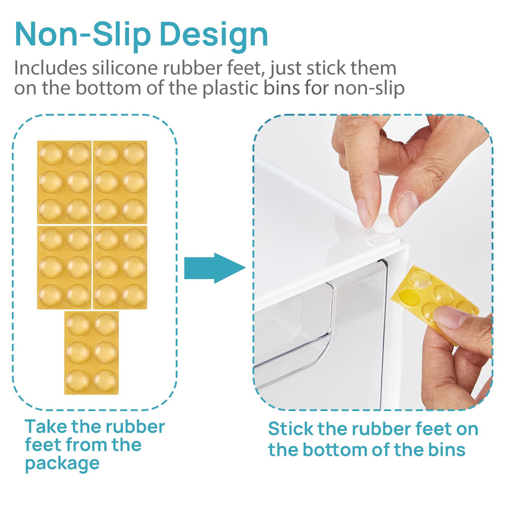 Clear Stackable Storage Drawers Set of 5, Plastic Organizer Bins |