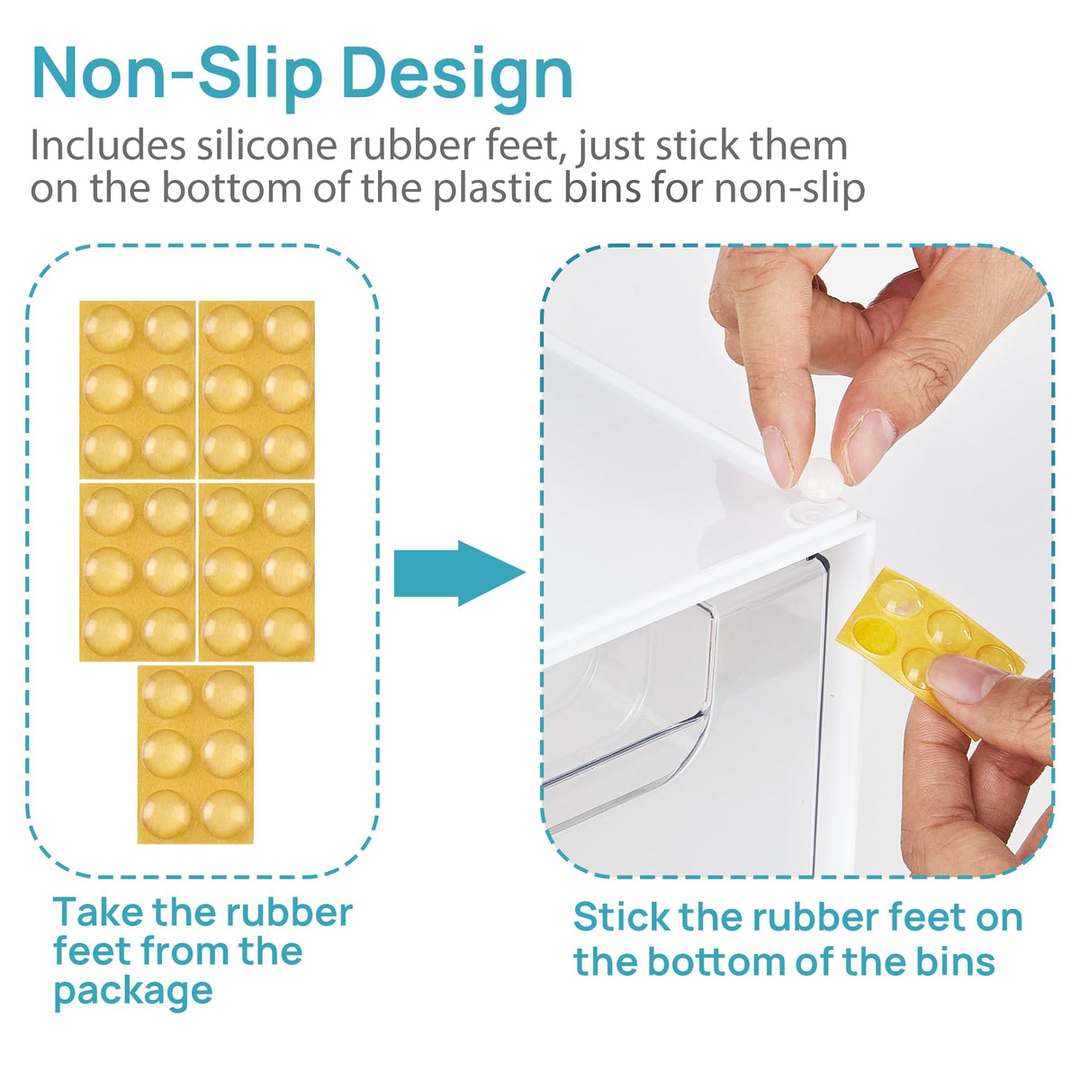 Clear Stackable Storage Drawers Set of 5, Plastic Organizer Bins |