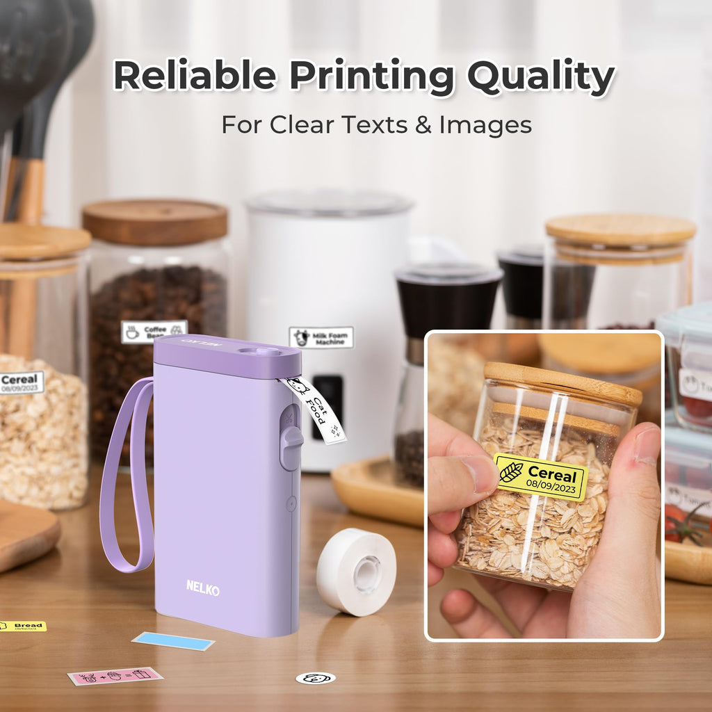 Nelko P21 Label Maker Machine with Tape, Bluetooth Label Printer, White