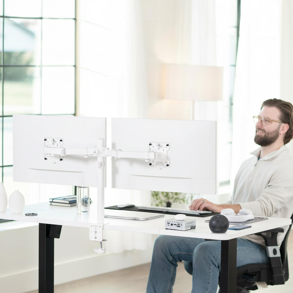 Dual Monitor Desk Mount, Holds 2 Computer Screens up to 30 inches