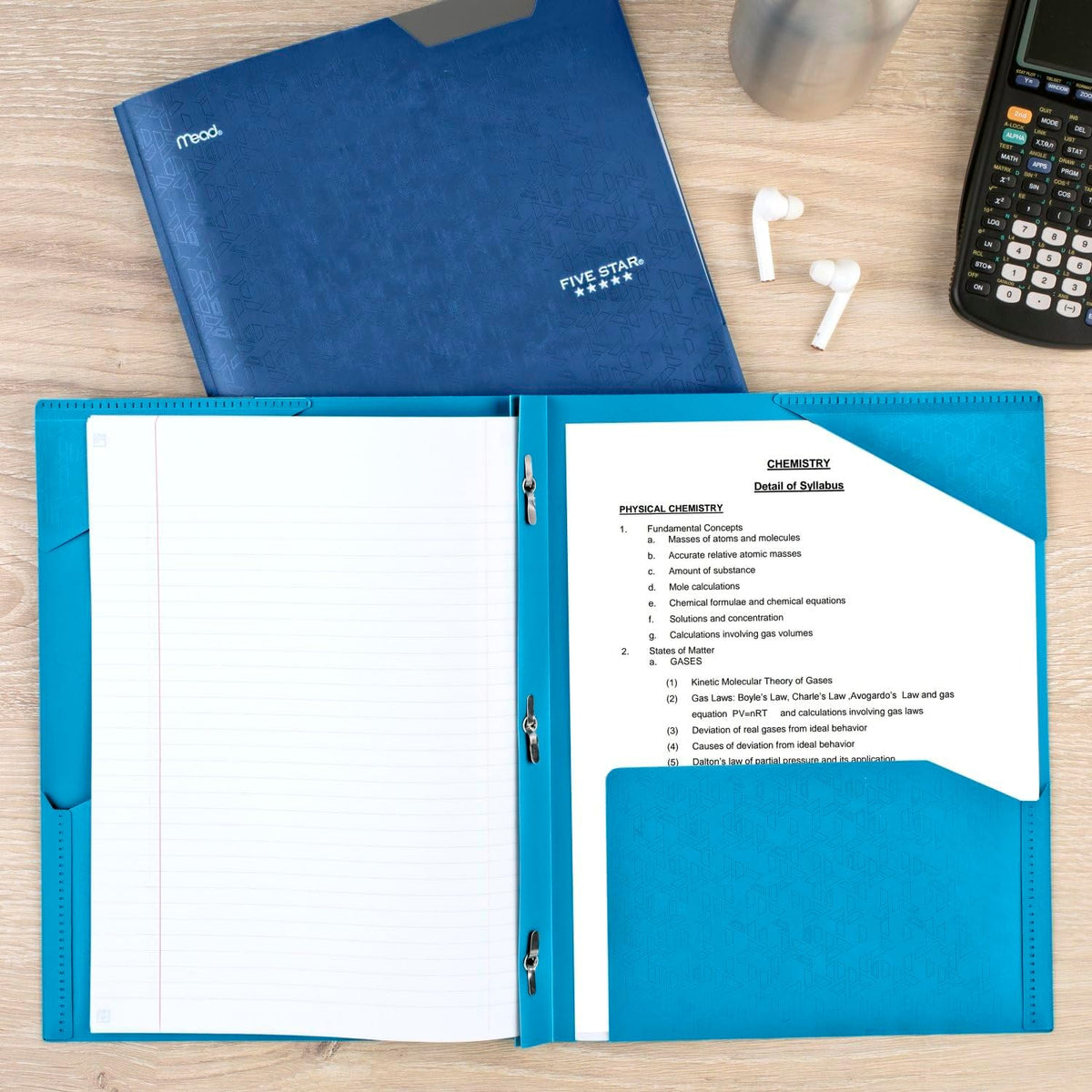 Five Star 2-Pocket Plastic Folder with Stay-Put Tabs and Prong Fasteners, Holds 8.5" x 11" Paper, Assorted Colors, 4 Pack (340300A)