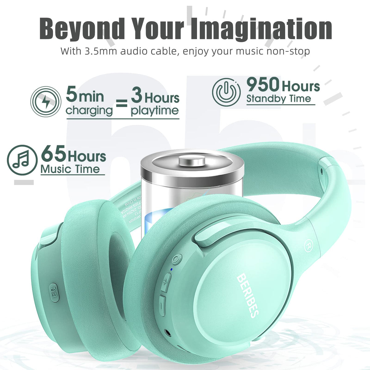 BERIBES Bluetooth Headphones Over Ear Wireless