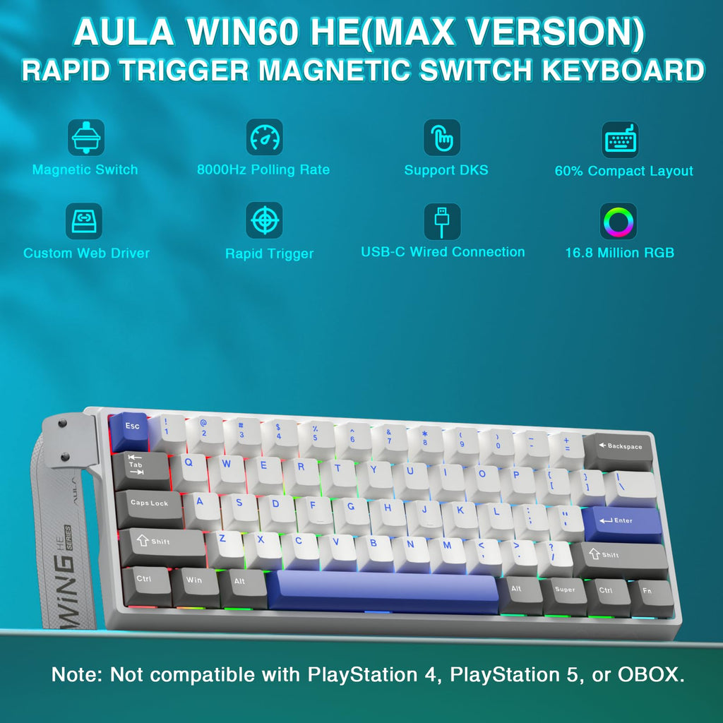 Mechanical Gaming Keyboard Wired, Magnetic Switches Hot Swappable