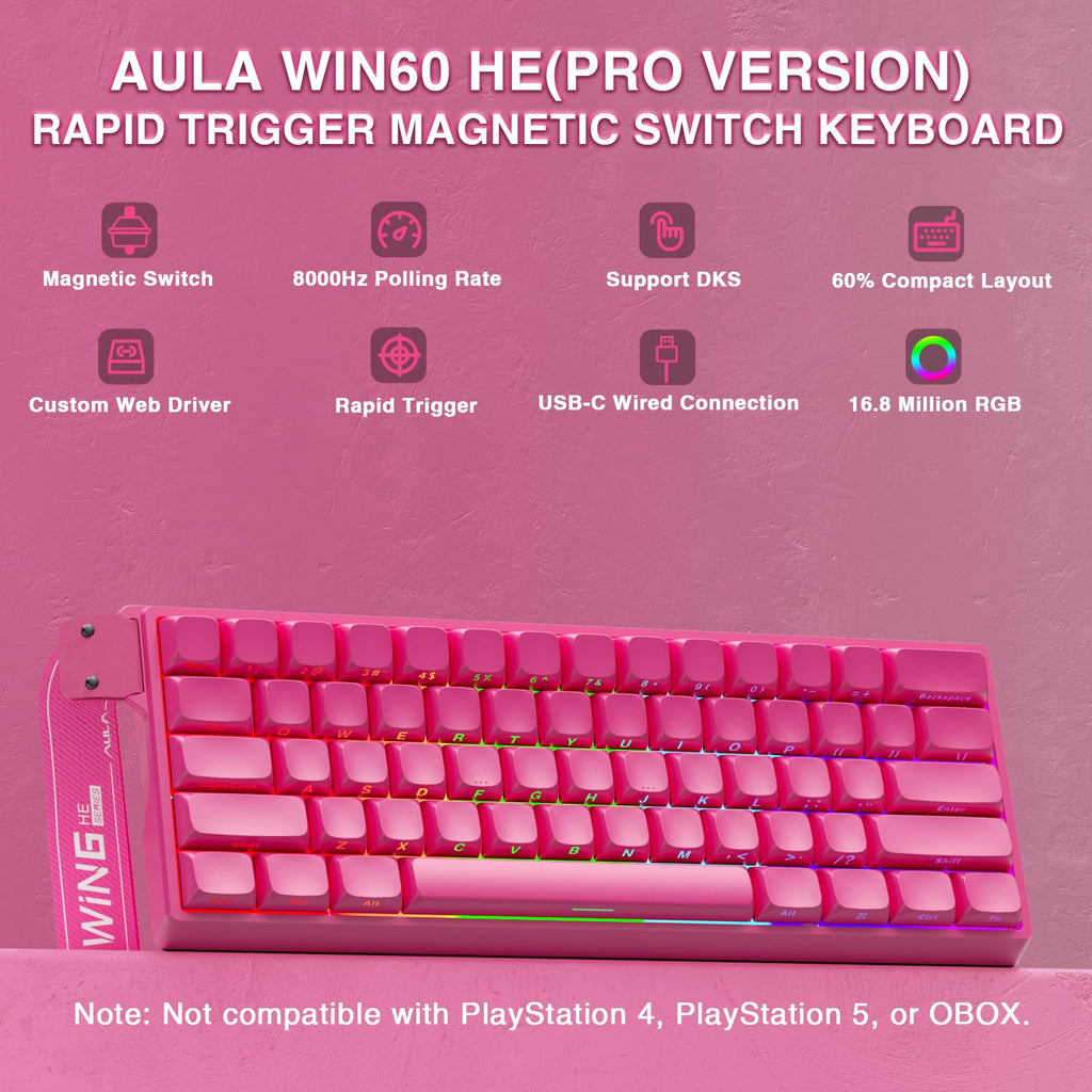 Mechanical Gaming Keyboard Wired, Magnetic Switches Hot Swappable