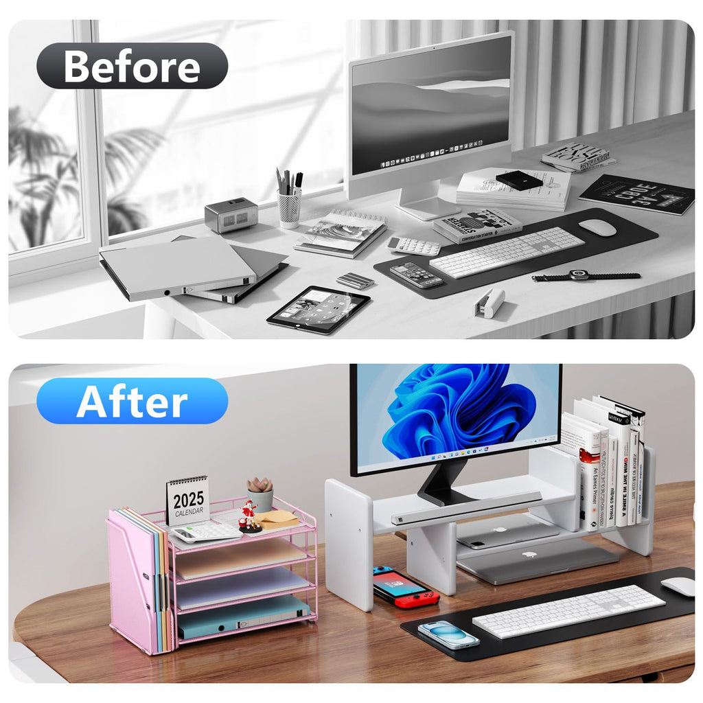 Paper Organizer With Magazine Holder | (Black, 4-Tier)