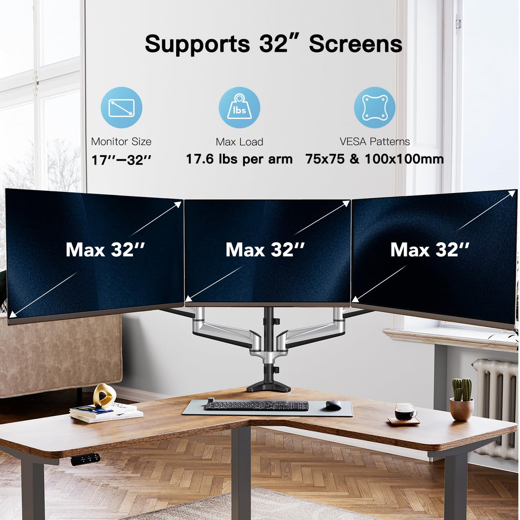 Triple Monitor Mount for 17 to 32 inch Screen