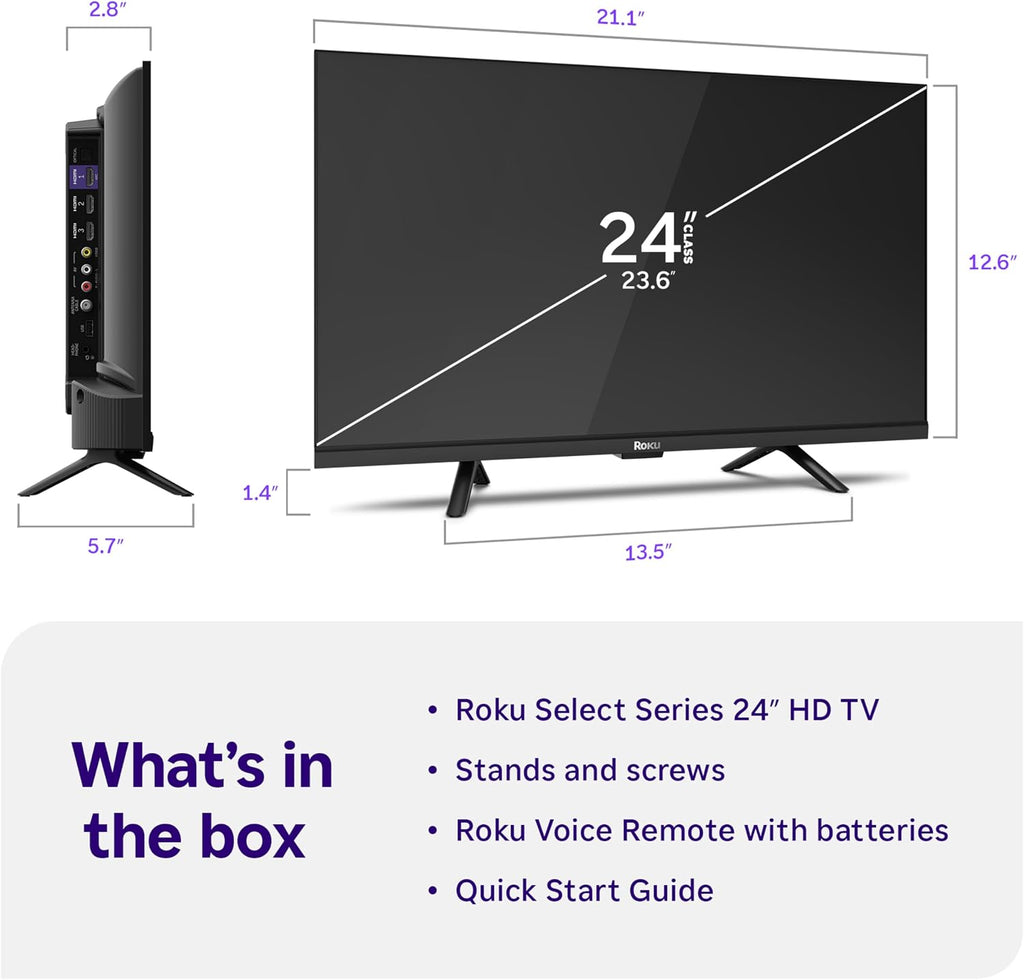 Roku 24-Inch 720p HD Smart TV with Voice Remote 2026