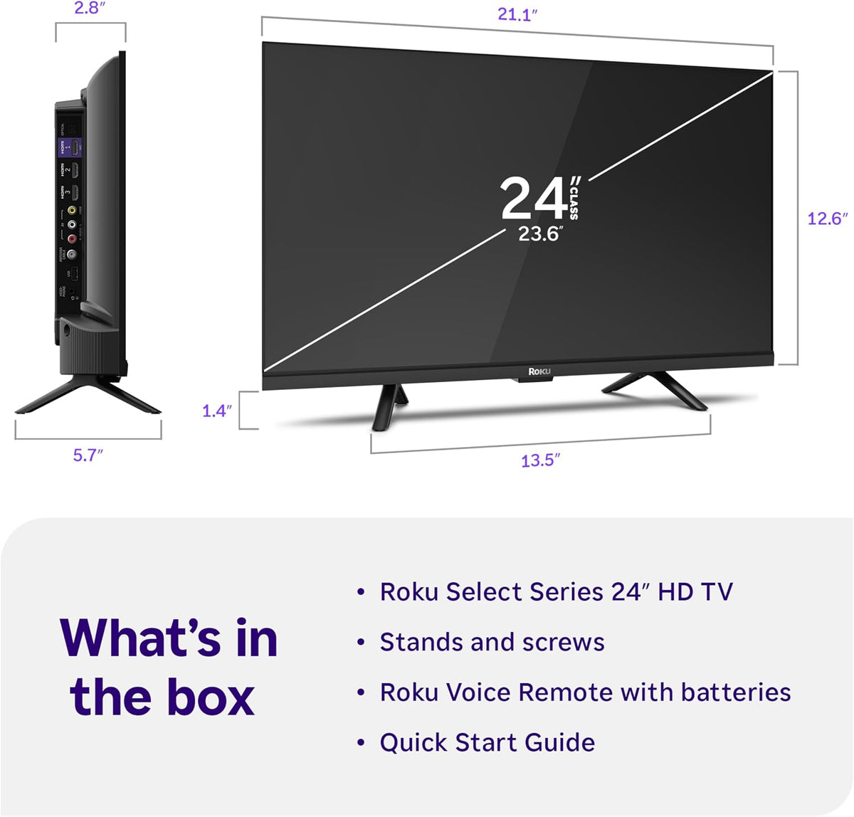 Roku 24-Inch 720p HD Smart TV with Voice Remote 2026