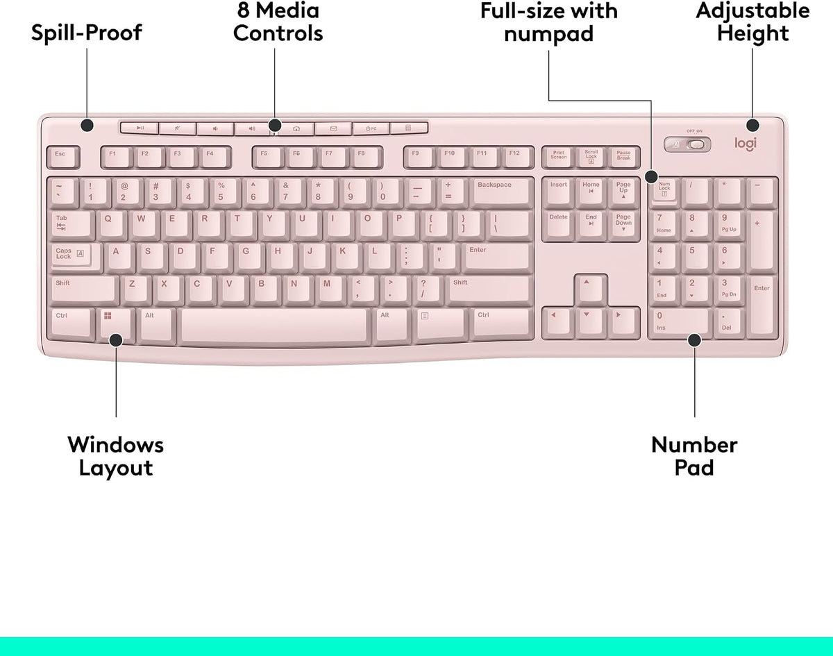 Logitech MK270 Full Size Wireless Keyboard and Mouse Combo