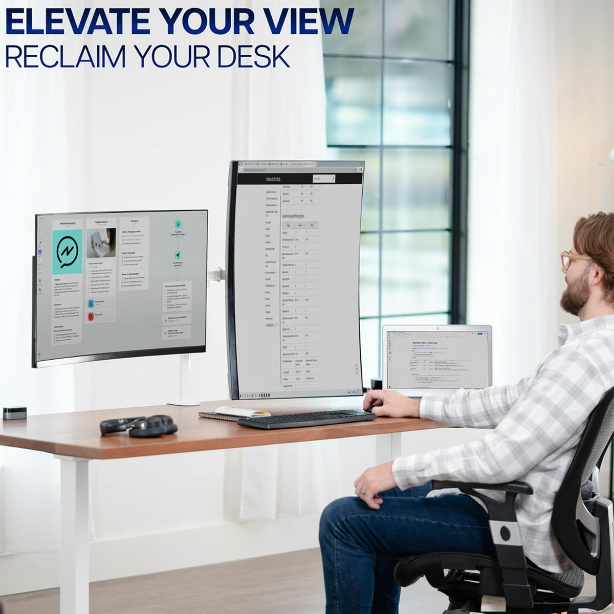 Dual Monitor Desk Mount, Holds 2 Computer Screens up to 30 inches