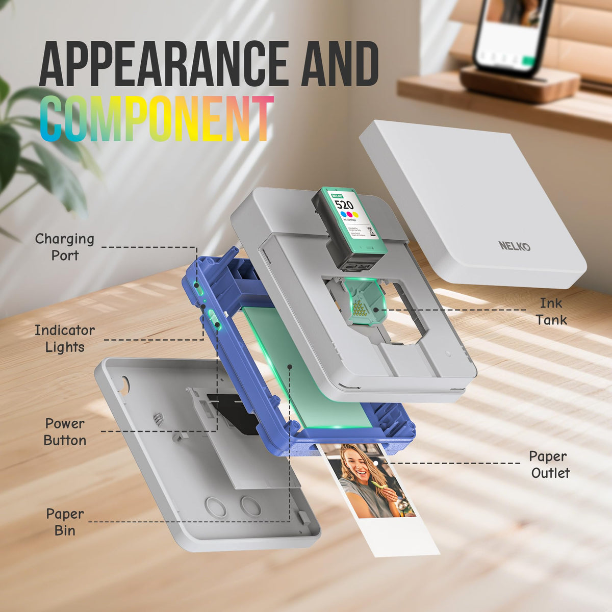 Nelko PP01 Photo Printer, 2x3 Portable Photo Printer