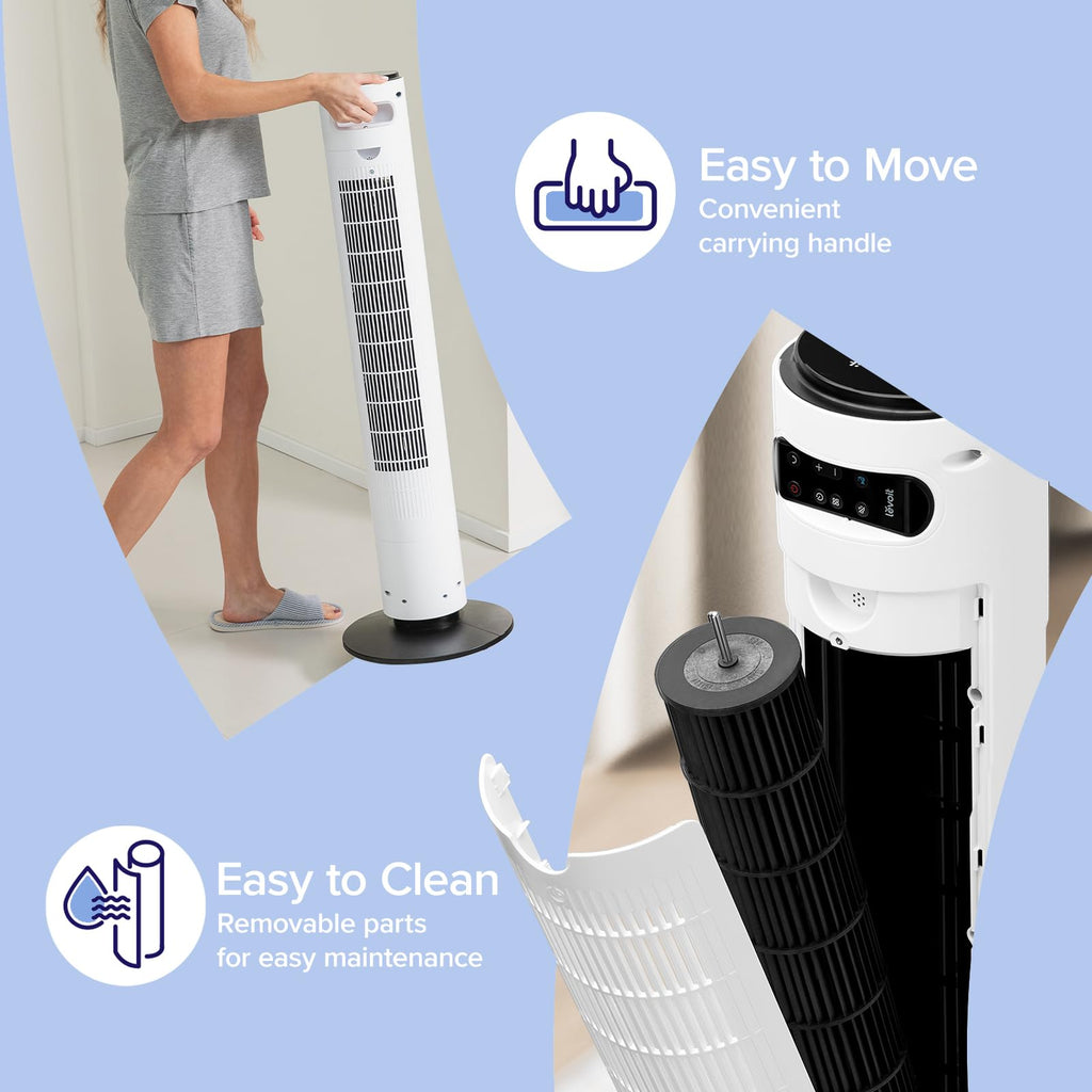 Levoit Tower Fan for Bedroom, Standing Fan with 36”-47” Adjustable Height
